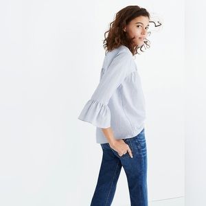 Madewell Veranda Bell-Sleeve Shirt in Stripe Size S